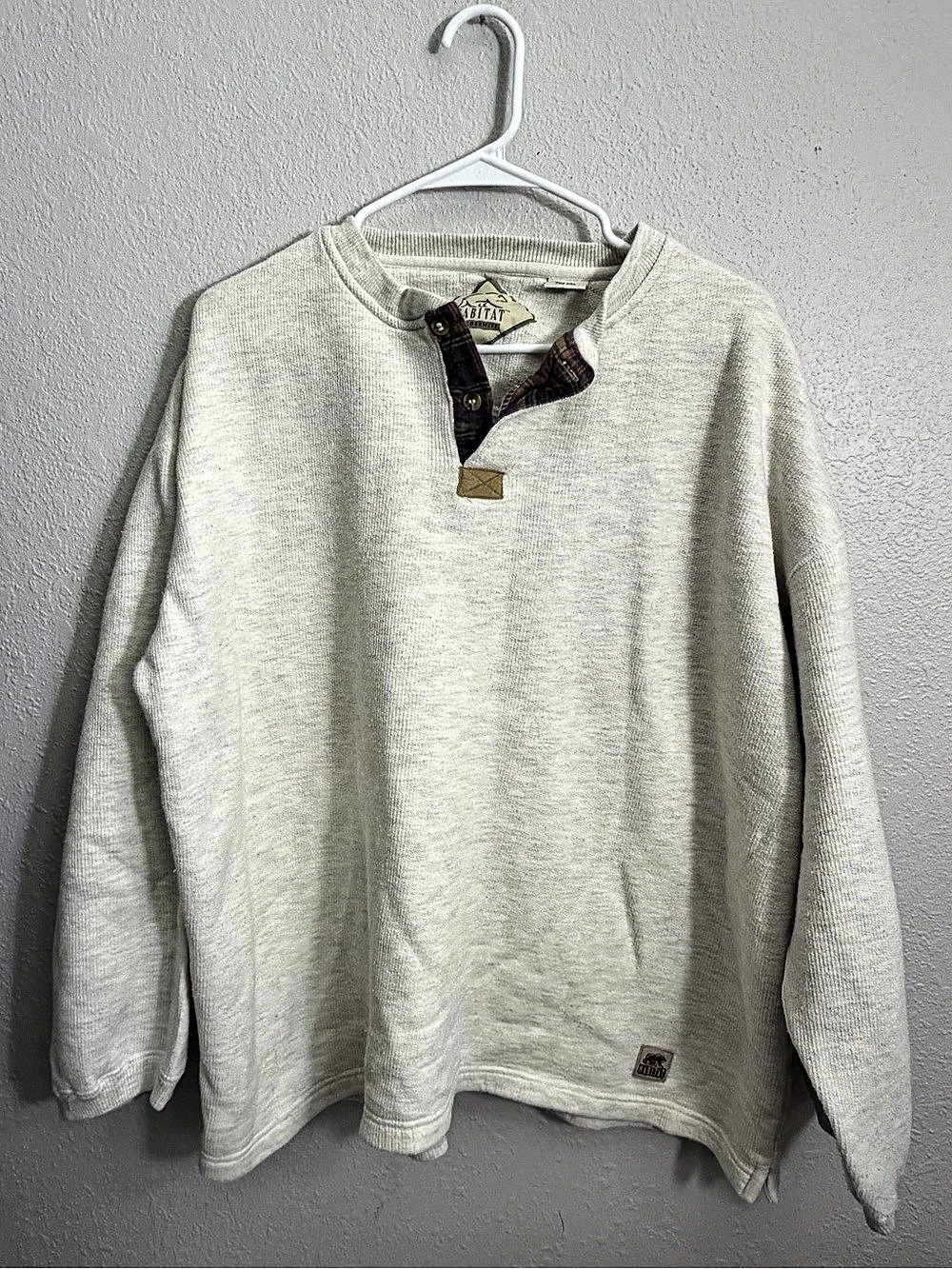 Vintage Habitat Men's Henley Sweatshirt Size XL
